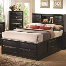 A california king platform bed frame with storage is a great option for people living in small apartments or with limited space. Coaster Briana Cal King Storage Bed With Bookshelf In Black 202701kw