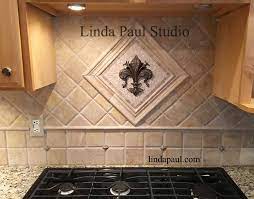 Small Tile Medallions For Kitchen Backsplash Fleur De Lis Flower Grapes Kitchen Tiles Backsplash Travertine Backsplash Metallic Backsplash