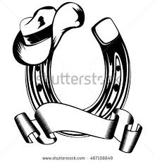 Vector Illustration Horseshoe And Cowboy Hat Cowboy Hats Cowboy Hat Drawing Cowgirl Art
