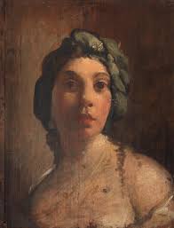 Bonhams : North Italian School, late 18th Century Study of a young woman in  a green turban