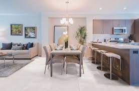 Modern Living Space With Dining And Open Concept Kitchen Floor Tiles Fro Open Plan Kitchen Dining Living Open Plan Kitchen Living Room Kitchen Diner Extension