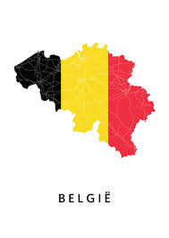 België Landkaart Plattegrond - Landvlag - Poster