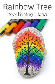 Rainbow Tree Rock Painting Tutorial Painted Rocks Kids Rock Painting Tutorial Rock Painting Ideas Easy