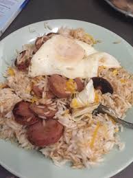 Great tasting protein might be the answer you're looking for! Chicken Apple Sausage A Fried Egg And Cheddar Cheese Over Rice With Soy Sauce Shittyfoodporn