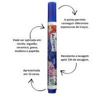 Caneta Marcador Permanente Para Tecidos Acrilpen - Cores Cor ...