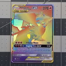 Unfortunately, these cards are so rare that there is not a known price, but it would certainly be one of the most expensive cards out there. Reshiram Charizard Tag Team Gx Full Art Rainbow Rare Holo Custom Orica Pokemon Card Pokemon Cards Charizard Funny Pokemon Cards