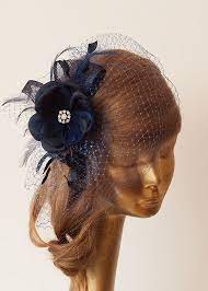 Navy Blue Birdcage Veil With Flower And By Ancoraboutique On Etsy 110 00 Bridal Hats Bridesmaid Accessories Birdcage Veil