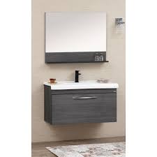 Комплект шкаф за баня с мивка и огледало Orka Bitez Avola Anthracite 80см -  PRAKTIS