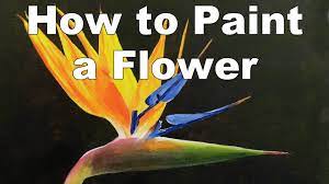 How To Paint A Flower Strelitzia Bird Of Paradise In Acrylic Time Lapse Painting Lessons Paradise Painting Flower Art Painting Flower Painting