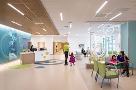 Akron Children S Hospital Kay Jewelers Pavilion Ed Lobby The Bright Playful Lobby Is Much Smal Children Hospital Design Hospital Design Hospital Architecture