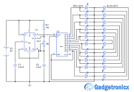The circuit diagram of 6v emergency light is shown below. Bicolor Disco Lights Circuit Using Ic 555 And Cd 4017 Gadgetronicx