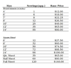 cake sizes prices doodle cake cake servings cake sizes