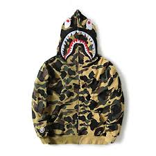 A Bathing Ape Camo Bape Zip Shark Head Camouflage Hoodie Coat Long Sleeve Jacket