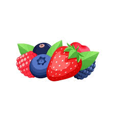 A handful of berries set of berries in cartoon flat style strawberry  raspberry blueberry | Premium Vector