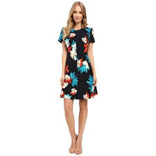 Ellen Tracy Short Sleeve Fit Flare Dress Fleur Bouquet Multi Women S Dress Fit Flare Dress Fit And Flare Dress Dresses