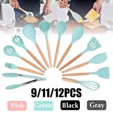 Maybe you would like to learn more about one of these? Buy 9 11 12pcs Wooden Handle Silicone Kitchenware Healthy Cookware Spatula Soup Spoon Brush Ladle Pasta Colander Non Stick Cookware Kitchen Tools At Affordable Prices Free Shipping Real Reviews With Photos Joom