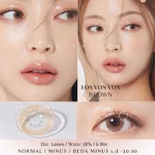 Softlens Eos Von Von Brown Gray Blue Normal Minus 14mm 38 Air 6 Bulan Korea  Contact Lens Eye Soflens Lensa Coklat