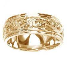 Women S 14k Yellow Gold Ornately Carved Wedding Band 7 Mm Sea Of Diamonds 550 40 Swirl Engagement Rings Yellow Gold Wedding Ring Wedding Rings For Women