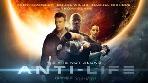 Cosmic sin (2021) seven rogue soldiers launch a preemptive strike against a newly discovered alien civilization in the hopes of ending an interstellar war before it starts. Anti Life Art Thomas Jane And Bruce Willis Prepare For Battle Cannes Bloody Disgusting