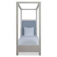 Mr Brown Belmont French Glacier Linen White Pine Wood Canopy Bed Twin Twin Kathy Kuo Home