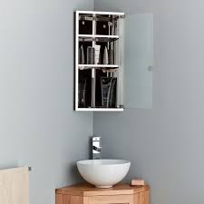 The shelves typically have a curved front and sit flush against the angled dual tier designs optimise the corner space. Single Door Corner Frosted 300mm Glass Cabinet Bilbao
