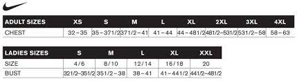 Nike Size Chart Stitch Logo Uniforms