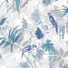 I love wallpaper vivienne leaf wallpaper navy, gold. Graham Brown Tropic Haze Blue Floral Birds Wallpaper 103903 Uncategorised From Wallpaper Depot Uk
