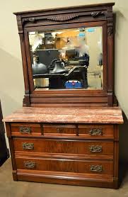 Antique Solid Wood Eastlake Victorian Marble Top Dresser With Large Mirror Eastlake Furniture Antique Furniture Eastlake