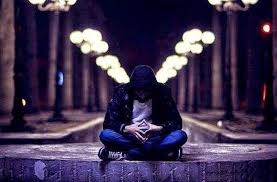 Sad alone boy with backpack sitting stadium outdoors. Sad Alone Boy Images Alone Boy Hd Wallpaper