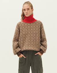 Note if your tea cosy is taller or shorter. American Vintage Vikiville Jumper Green Tea Jacquard Amelie
