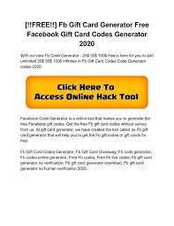Are you looking steps by steps guideline to generate itunes gift card this is the working codes generator in 2021. Free Fb Gift Card Generator Free Facebook Gift Card Codes Generator 2020
