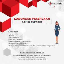 Send your complete cv to: Lowongan Kerja Telkomsel Bengkulu Caribengkulu