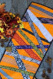 Quilt As You Go Halloween Strips Table Runner Halloween Table Runners Quilted Table Runners Table Runners