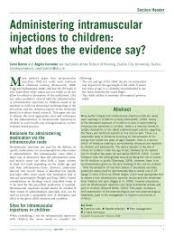 Pdf Administering Intramuscular Injections To Children What Does The Evidence Say