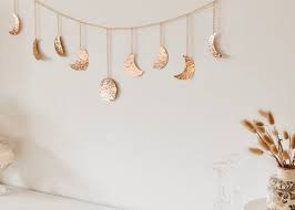 Moon Phase Wall Hanging Garland Phases Of The Moon Wall Art Etsy Moon Decor Boho Wall Decor Hanging Garland
