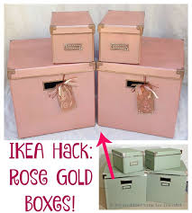 Make These Pretty Rose Gold Boxes An Ikea Hack Ikea Hack Ikea Storage Boxes Rose Gold Painting