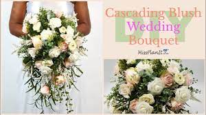Firstly, cut a center whole and attach the straight handle bouquet holder with hot glue. Diy Blush Cascading Wedding Bouquet Budget Weddings Diy Tutorial Youtube