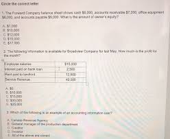 You need to provide all coes from your employers for the last 10 years or from your 18th birthday (whichever is applicable). Solved Circle The Correct Letter 1 The Forward Company B Chegg Com