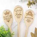 Personalised Engraved Wooden Spoon Custom Text Baking Baker Chef ...