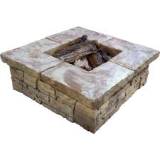 The fire pit needs a solid bottom with short legs or lockable rollers to keep it off. Stonebilt Concepts Telluride 44 In Square Stacked Stone Fire Pit Concrete Natural Stone Texture Stone Fire Pit Granite Fire Pit Square Fire Pit
