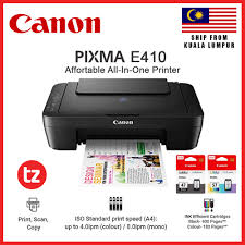 When a setting other than plain paper or envelope is selected for media type on the main tab, black only is disabled because the printer uses the color fine cartridge. Canon Pixma E410 All In One Color Inkjet Printer Print Scan Copy 3 Year On Site Warranty By Canon Malaysia