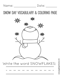 Signup to get the inside scoop from our monthly newsletters. Snow Day Vocabulary And Coloring Page Snowman And Snowflakes Juggling Act Mama
