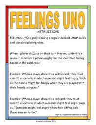 Feelings Uno Adolescent Therapy Counseling Kids Counseling Activities