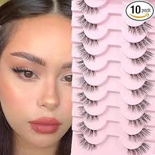 10 Pairs of Cateye Half Lashes With Clear Band, Fox Eye Lashes, Makeup  Products, Affordable Lashes