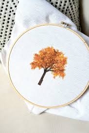 fall tree cross stitch and how i create my own patterns