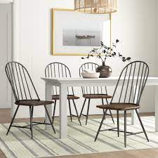 Rfiver leather dining chairs set of 2, brown faux leather bucket seat and black metal legs upholstered for home kitchen dining living room bedroom indoor, industrial mid. Metal Kitchen Dining Chairs You Ll Love In 2021 Wayfair