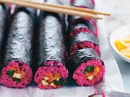 Pink Maki Sushi Lebensmittel Essen Rezepte Vegane Rezepte