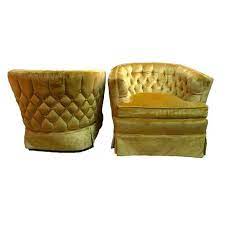 vintage yellow velvet tufted barrel chairs barrel chair vintage yellow tufted