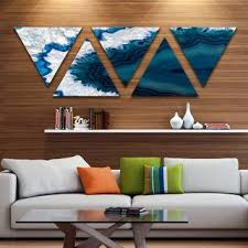 Strick Bolton Blue Brazilian Geode Contemporary Triangle Canvas Wall Art Print 5 Panels Deco Maison Deco Painting