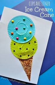 Cupcake Liner Ice Cream Cone Kids Craft Fun Summer Crafts Summer Crafts For Kids Preschool Crafts